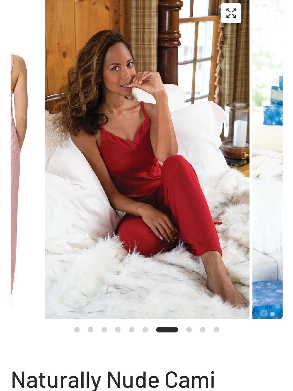 Naturally Nude Red Satin Cami & Pant Pajama Set